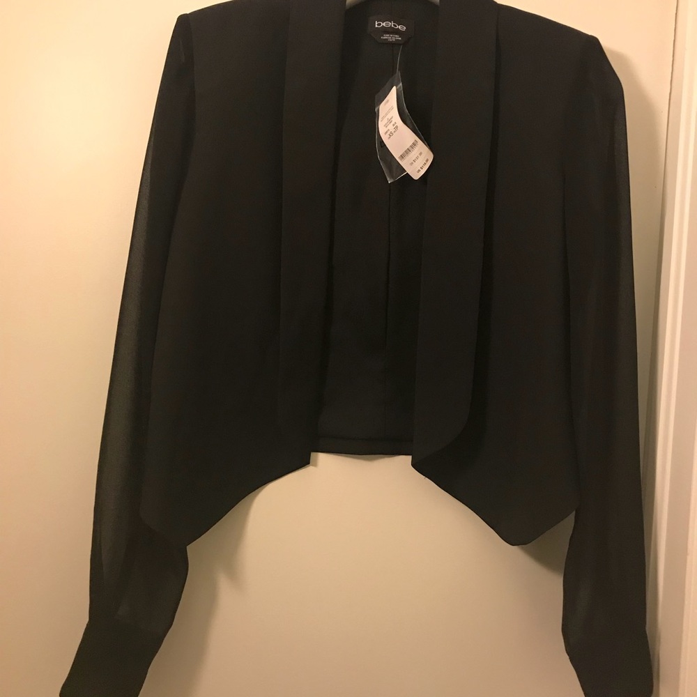 New! BEBE Black Crop Blazer Size XS